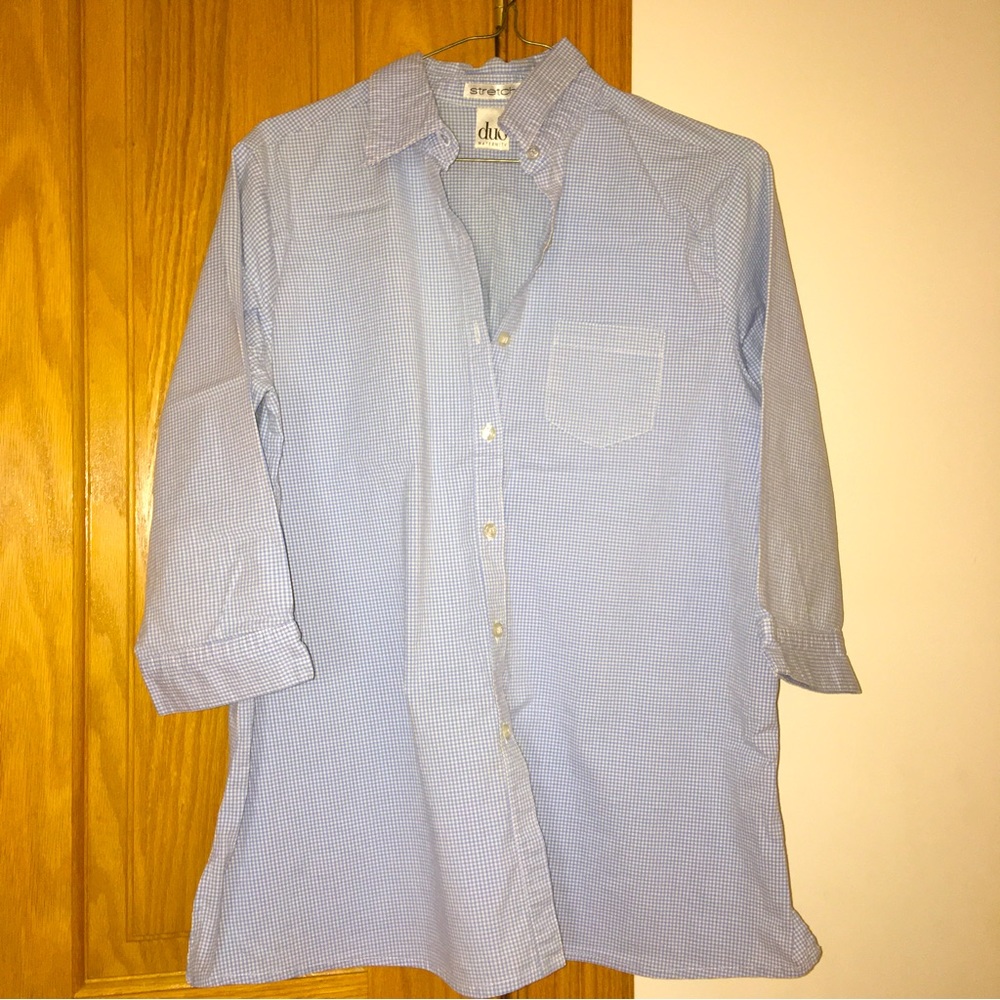 duo maternity shirt button down 97% cotton 3% spandex